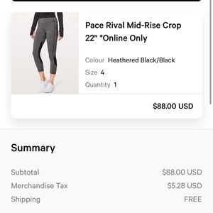 Lululemon Pace Rival Crop